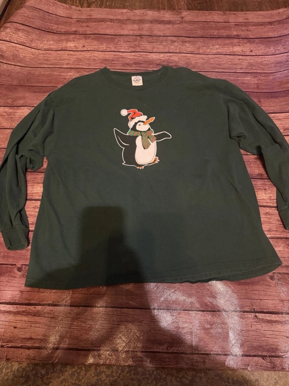 Delta Pro Weight Christmas Penguin Long Sleeve Shirt XL Santa Hat